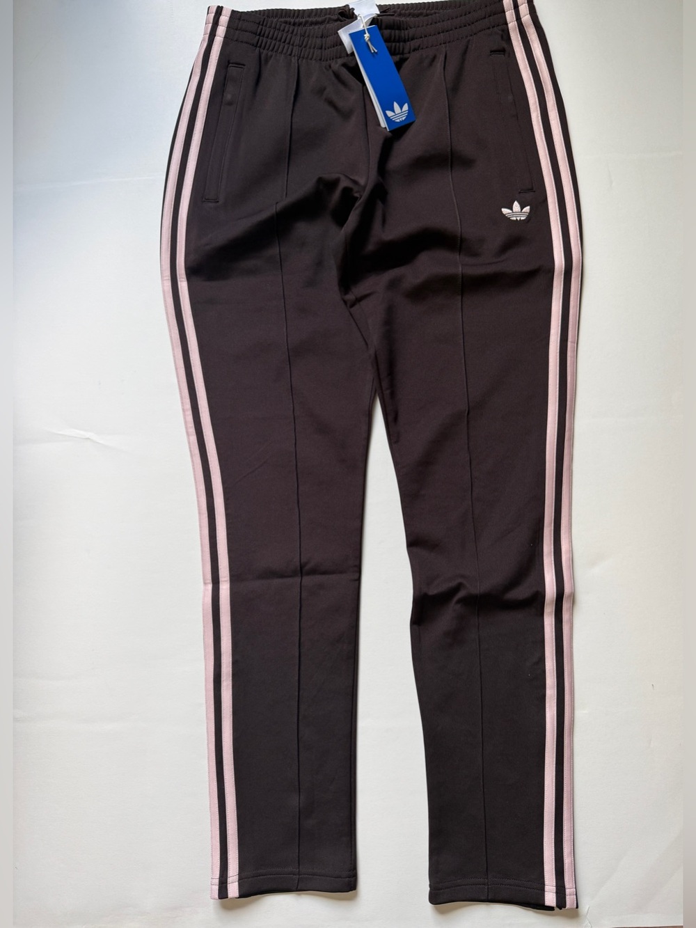 Adidas Originals SST Classic Track Pants Brown w/Pink Stripes KD3790 - Picture 8 of 12